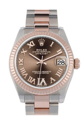 Rolex Datejust 31 Chocolate Large Vi Set With Diamonds Dial Fluted Bezel 18K Everose Gold Two Tone